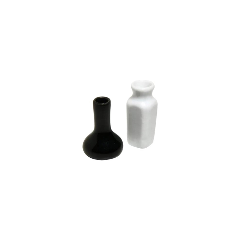 Ceramic Black and White Flower Vase 2 Pcs Set