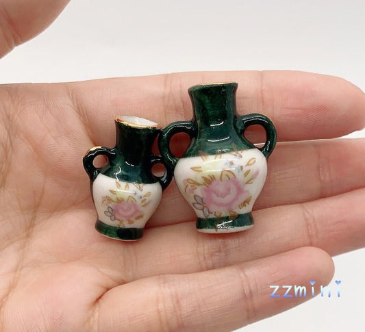 Ceramic Green Flower vase 2 Pc Set