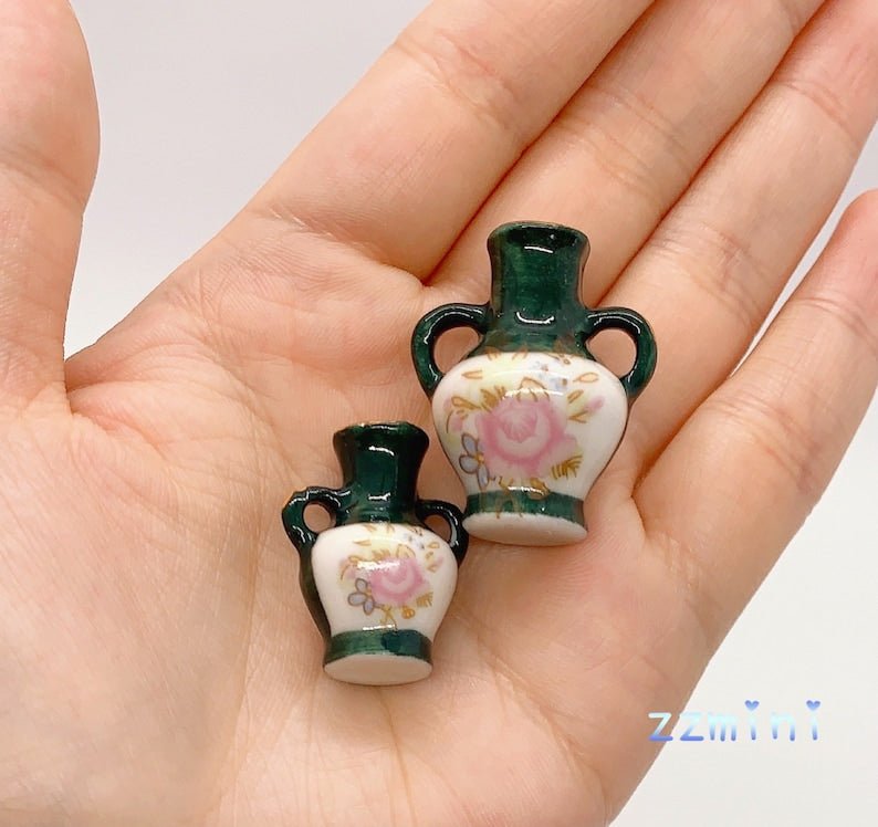 Ceramic Green Flower vase 2 Pc Set