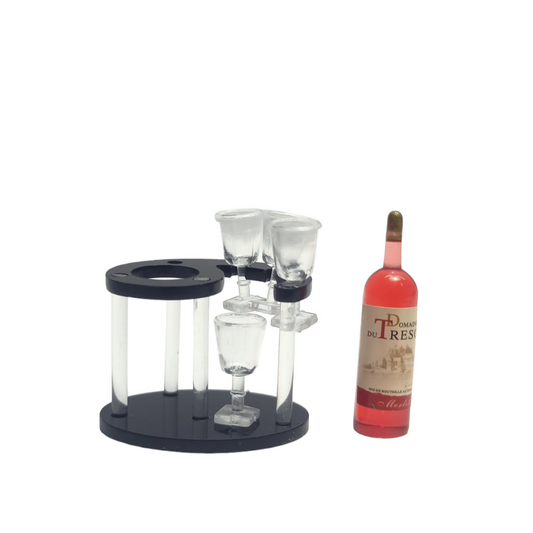 Red Wine Bottle with Table &amp; Glass