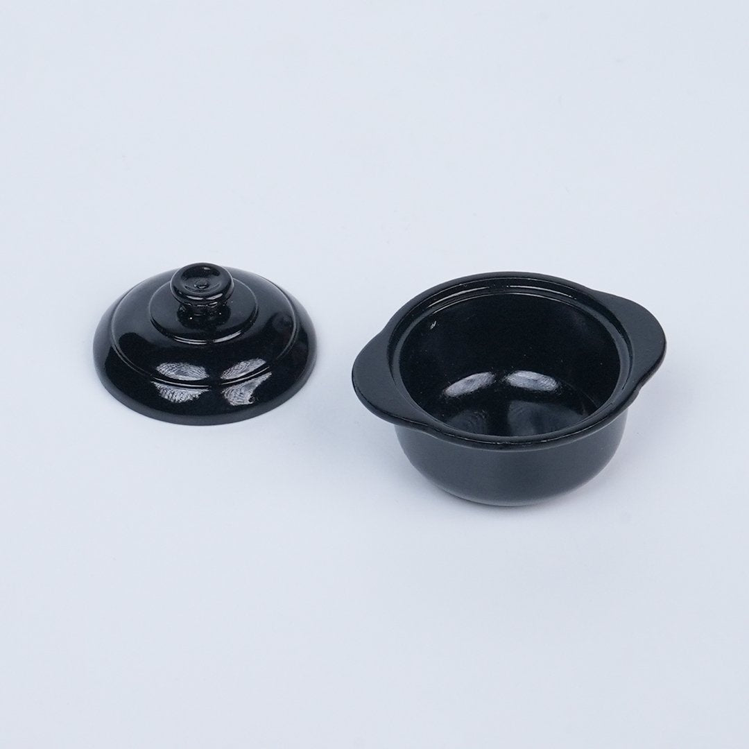 Ceramic Black Serving Bowl with Lid Big