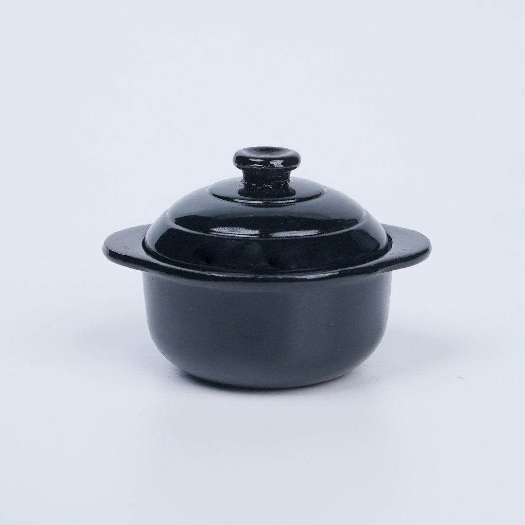 Ceramic Black Serving Bowl with Lid Big