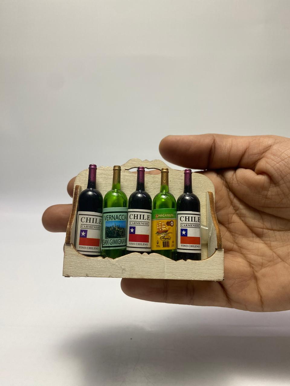 Wine bottles with tray